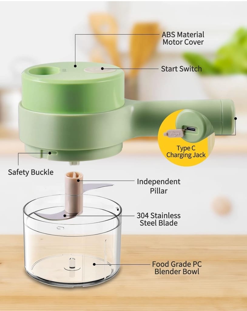Portable Electric Mini Garlic & Vegetable Chopper - Light Green Kitchen Tool