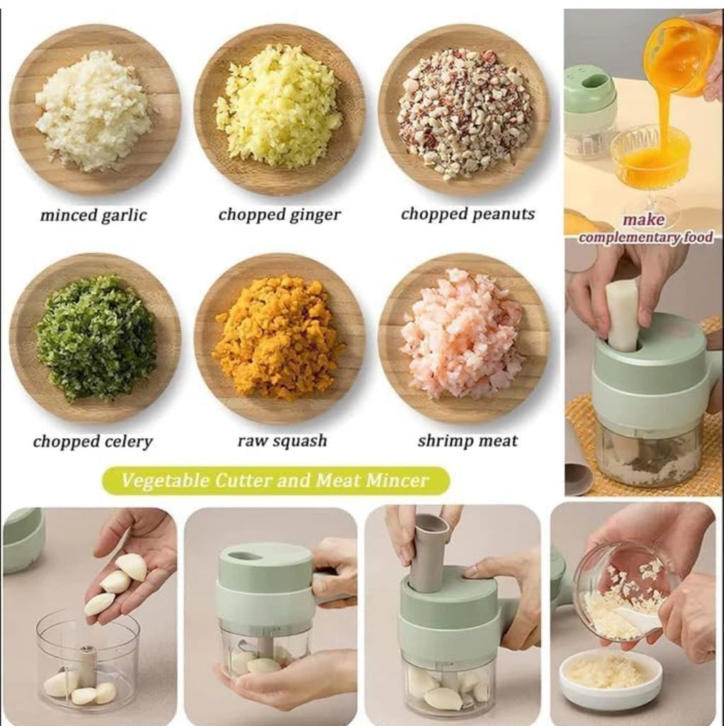 Portable Electric Mini Garlic & Vegetable Chopper - Light Green Kitchen Tool