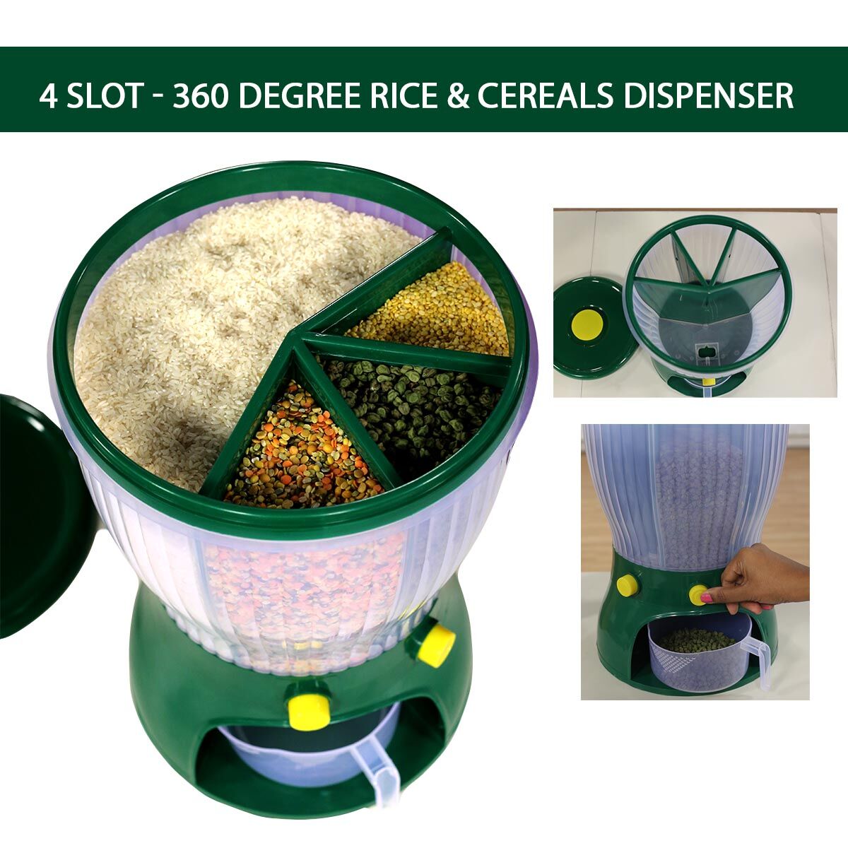 4 Slot - 360 Degree Rice & Cereals Dispenser