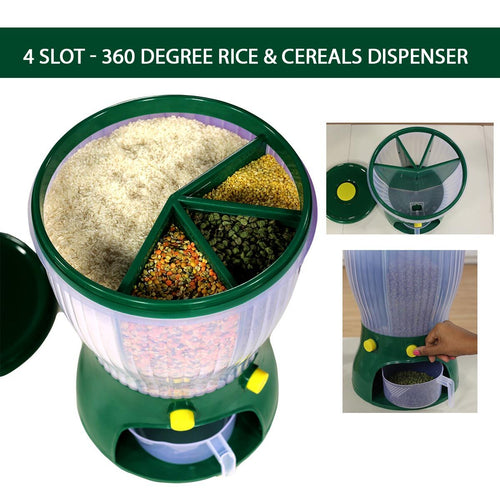 4 Slot - 360 Degree Rice & Cereals Dispenser