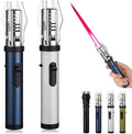 Premium Torch Lighter with Dual Flame - Adjustable Blue Jet & Red Soft Flame Professional Grade Metal Lighter for Cigars, Candles, BBQ, Baking & Outdoor Use (Single Unit)