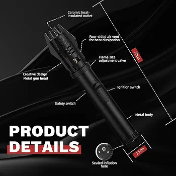 Premium Torch Lighter with Dual Flame - Adjustable Blue Jet & Red Soft Flame Professional Grade Metal Lighter for Cigars, Candles, BBQ, Baking & Outdoor Use (Single Unit)