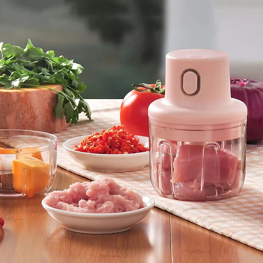 Electric Mini Garlic Chopper Mixer – USB Rechargeable Portable Mini Food Processor | Fruit & Vegetable Cutter, Speedy Chopper & Slicer | Compact Food Supplement Blender for Kitchen