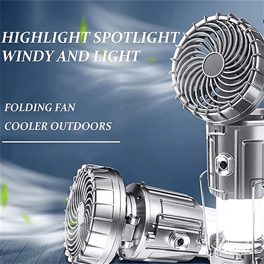 Camping Lantern 6 in 1 USB Light with Fan, Solar Outdoor Lights for Fishing, Home, Camping Accessories Prepper Gear and Supplies Camping Essentials Cool Things