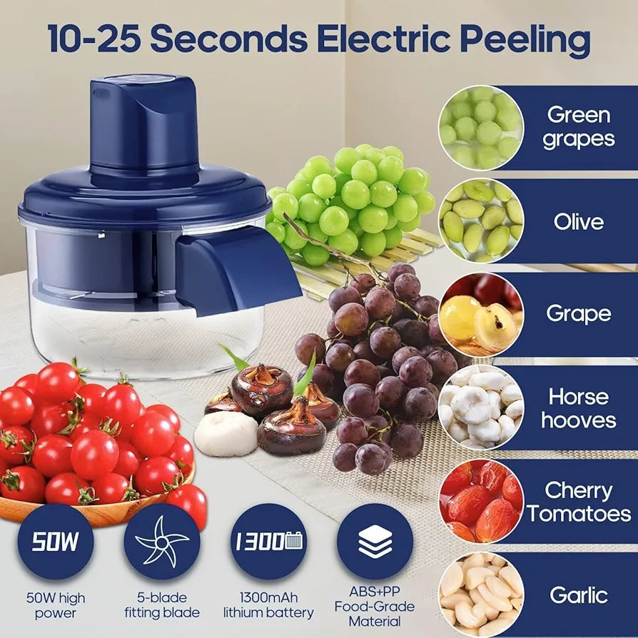 Automatic Fruit & Vegetable Peeler – Rechargeable Electric Kitchen Gadget for Fast, Hands-Free Peeling of Apples, Potatoes, Pears – Stainless Steel Blades & Easy to Clean
