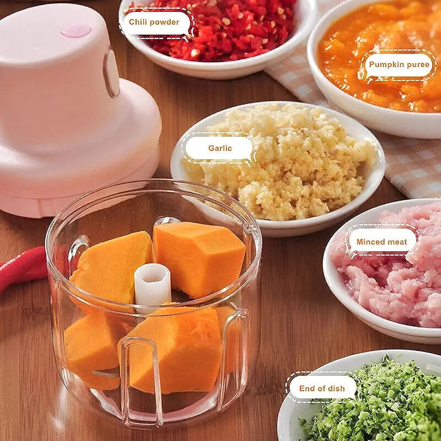 Electric Mini Garlic Chopper Mixer – USB Rechargeable Portable Mini Food Processor | Fruit & Vegetable Cutter, Speedy Chopper & Slicer | Compact Food Supplement Blender for Kitchen