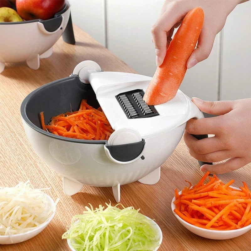9 in 1 Multifunction Magic Rotate Vegetable Cutter with Drain Basket